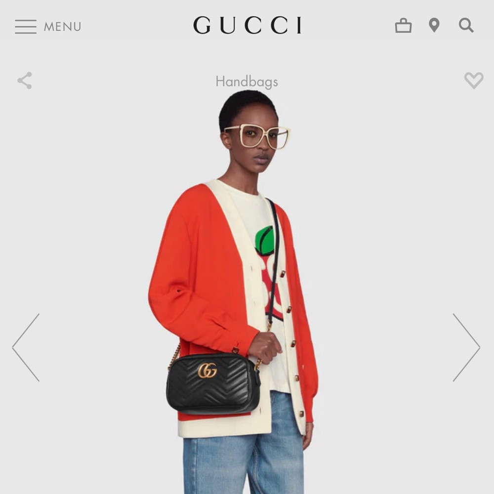 Gucci Black Chevron GG Leather Crossbody Bag - Picture 14 of 14